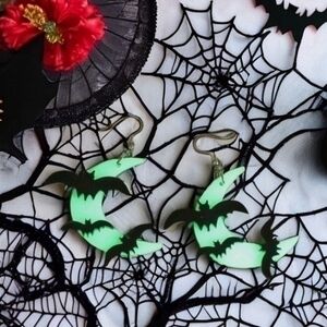 MODCLOTH GLOW IN THE DARK BAT & MOON EARRINGS